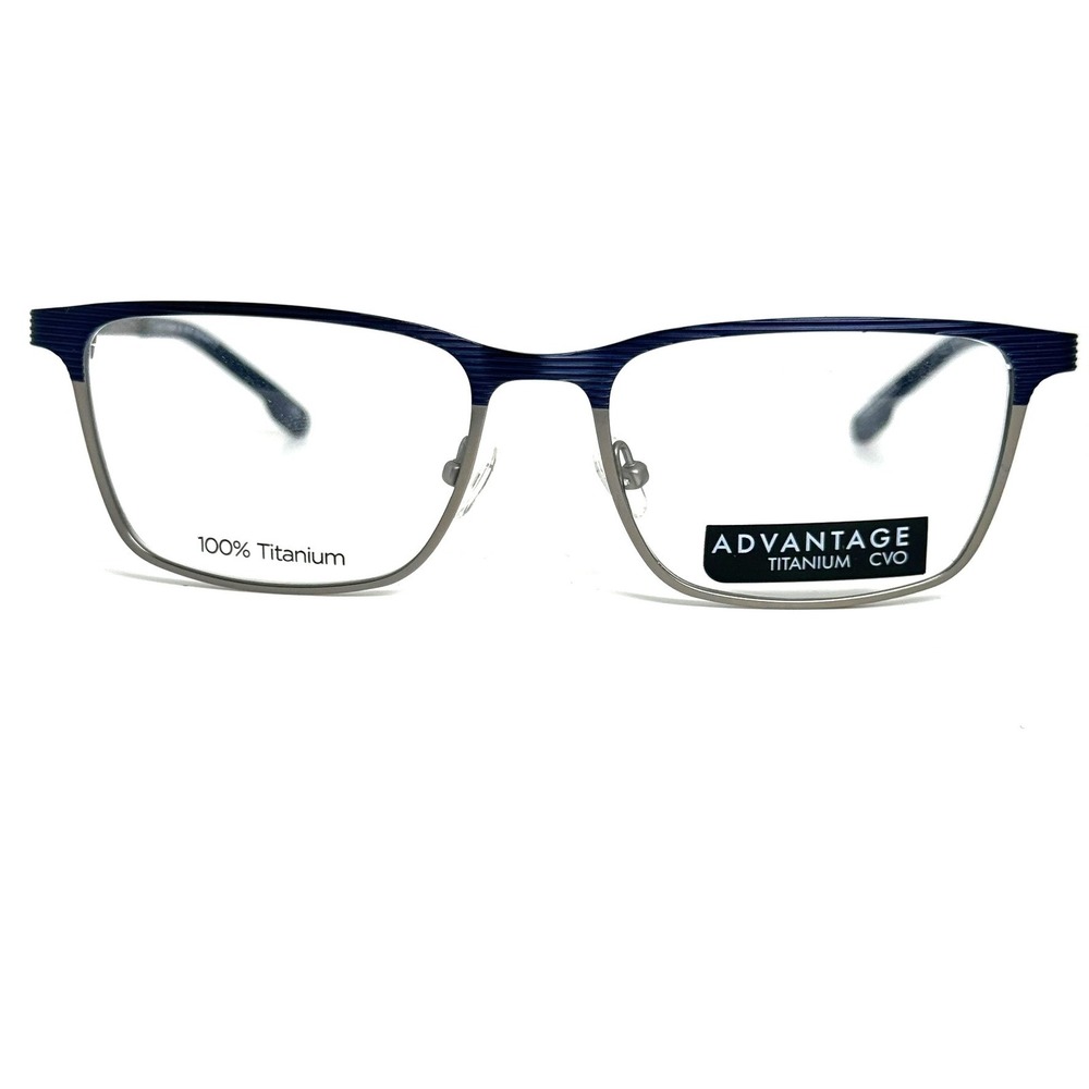 Advantage Titanium CVO Eyeglass Frames Blue Matte Rectangular 53-17-145 MT66